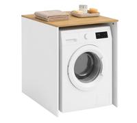 Armario para Lavadora Relaxdays, estantería para Lavadora y Secadora (Al x An x Fon) 88 x 68 x 60 cm, Blanco/Natural