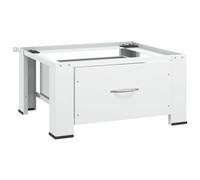 Armario para lavadora y secadora, 64 x 55 x 32,5 cm, base blanca con Der, soporte pesado de hasta 100 kg, ideal para lavadoras y secadoras