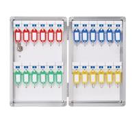 Armario para llaves montado en la pared de aleación de aluminio con cerradura segura y etiquetas para 24 llaves, ideal para oficina, aula, gimnasio, solución de almacenamiento seguro