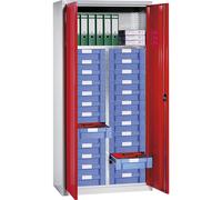 Armario para material y cajonera eurokraft pro, 1 balda, 26 cajones