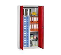 Armario para material y cajonera eurokraft pro, 4 baldas, 13 cajones