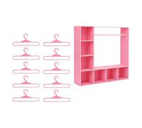 ＡＷＨＡＯ Armario para Muñecas, Accesorios para Muñecas, Vitrina, Portátil, para Vestir, Decoración del Hogar, Armario, Figuras, Almacenamiento de Ropa para Cum, Rosa