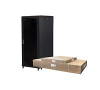 Armario para Rack de 19 Pulgadas para Redes 32U (A) 1610, (L) 600, (P) 800, Color Negro y Puerta de Cristal desensamblada