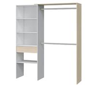 Forés Armario vestidor Habitdesign 2 barras 4 estantes 1 cajón 187x158x40 Reversible Blanco/Roble