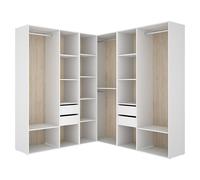 Armario para ropa Suit (L x An x Al: 186,3 x 182,4 x 204,5 cm, Blanco/Natural, Trasera reversible)