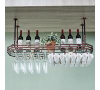 Armario para vino de hierro | Colgar | Estilo moderno y sencillo | Portavasos de vino ajustable de metal | Decoración de cocina, restaurante, bar | Longitud 80/100/120 cm (Bronce, 100 cm x 35 cm)