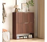 Armario para Zapatos de Madera de 16 a 20 Pares, Mueble Zapato con 2 Puertas abatibles, Separador Ajustable, Estante Abierto bajo, antivuelco, Mueble de Almacenamiento para Zapatos, Pasillo, Pasillo