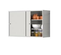 Armario Pared Colgante Cocina con Puertas Correderas y Tiradores Armario de Pared de Acero Inoxidable Estantes Extraíbles Gran Capacidad de Almacenamiento Muebles Cocina Pareds(65x45x25cm)