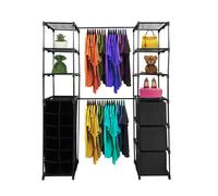 Armario perchero colgador nyana home | organizador de ropa | 12 estantes | 2 percheros multialtura | 158x50x207 cm