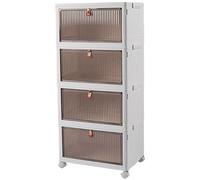 Armario plegable,Armario Almacenamiento Móvil,Caja Almacenaje Plástico,Estructura estable,para Sala Estar,Dormitorio,Recibidor 4-Tier
