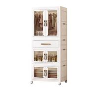 Armario Plegable, Armario Plegable Multiusos con Barra, Caja de Almacenamiento móvil con Ruedas, Unidades de Almacenamiento de plástico para Habitaciones Infantiles y dormitorios