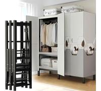 Armario plegable, armario portátil resistente con diseño cerrado para colgar ropa, estante grande de metal plegable para almacenamiento en el hogar