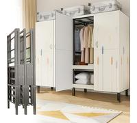 Armario plegable, armario portátil resistente con diseño cerrado para colgar ropa, estante grande de metal plegable para almacenamiento en el hogar