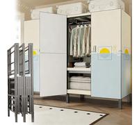 Armario plegable, armario portátil resistente con diseño cerrado para colgar ropa, estante grande de metal plegable para almacenamiento en el hogar