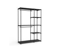 SONGMICS Armario de Ropa, Perchero, Burro Ropa, 124 x 43 x 182 cm, 2 Secciones para Colgar, con Compartimentos, Gran Capacidad, para Dormitorio, Salón, Lavandería, Negro RYG026B02