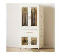 Armario plegable de lona multicapa con división para el hogar, almacenamiento portátil para dormitorio, contenedores plegables de almacenamiento abierto, 64 x 42 x 127 cm