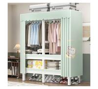 Armario Plegable De Tela Para Ropa, Armario Portátil Con Varillas Para Colgar, Perchero Organizador De Ropa Con Funda De Tela, Grande Abierto Ropero, Para Dormitorio(Green1,180x175x52cm)