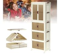 Armario plegable para bebé con puertas, ruedas y barra para colgar, portátil, apilable y fácil de montar para la organización de la habitación de los niños