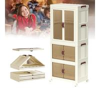 Armario plegable para bebé con puertas, ruedas y barra para colgar, portátil, apilable y fácil de montar para la organización de la habitación de los niños