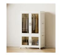 Armario plegable portátil de lona con almacenamiento de múltiples capas para dormitorio, hogar, partición, clóset, cubos plegables incluidos, 64 x 42 x 140 cm