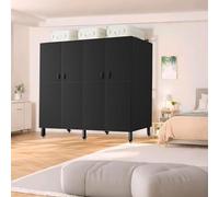 Armario plegable portátil resistente con tapa, gran capacidad de 1200 libras, armario de almacenamiento de ropa, puerta negra, ideal para nización de ropa y ahorro de espacio.