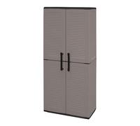 Armario porta escobas 68x37x163cm en polipropileno, con bisagras de acero y estantes regulables