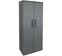 Armario porta escobas en polipropileno, material y eco-, equipado con bisagras de acero y estantes regulables, L