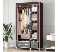 Armario portátil con 3 cajoneras, marco de tubo de metal desmontable y espaciosa tela no tejida para un fácil almacenamiento y organización