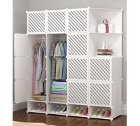 Armario portátil de almacenamiento modular de zapatos para dormitorio, entrada, estante de plástico plegable para ropa, zapatos y juguetes, color blanco