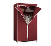 Armario portátil de lona con estantes y barra para colgar, organizador de armario de tela roja para un fácil almacenamiento y ahorro de espacio, 150 x 55 x 45 cm, perfecto para uso doméstico y