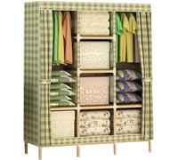 Armario portátil de lona con estantes y barra para colgar, organizador de ropa que ahorra espacio para armario de dormitorio y perchero, duradero, fácil de montar, 130 x 45 x 170 cm