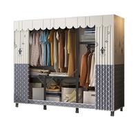 Armario portátil de lona con rieles para colgar y estantes para almacenamiento de dormitorio, plegable, organizador de ropa, 170 x 45 x 168 cm