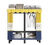Armario portátil de lona para dormitorio, con marco de acero, gran capacidad, con barra para colgar, diseño espacioso para colgar
