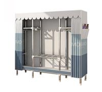 Armario portátil de lona para dormitorio, organizador de armario de tela resistente al agua con barra para colgar, ideal para almacenamiento de ropa, zapatos y accesorios, 143 x 45 x 170 cm