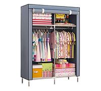 Armario portátil de tela con barra para colgar y estantes, organizador de almacenamiento de armario que ahorra espacio para dormitorio y sala de estar