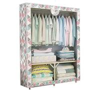 Armario portátil de tela con soporte de metal, organizador de armario plegable para dormitorio, 160 x 110 x 45 cm, almacenamiento de ropa fácil de montar con perchas, solución para ahorrar espacio