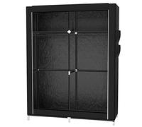 Armario portátil de tela con varillas para colgar, armario plegable para dormitorio, estudio con varillas, color marrón, 110 x 45 x 178 cm