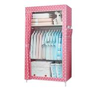 Armario portátil de tela no tejida con varillas de metal para colgar y almacenamiento con cremallera, ideal para organización de dormitorio y soluciones de ahorro de espacio