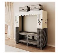 Armario Portátil De Tela, Perchero Plegable Con Funda, Perchero De Pie De Metal, Percheros, Base Plegable De Una Pieza, Tubo De Acero Para Dormitorio(Grid,88cm/34.6inch)