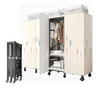 Armario portátil grande plegable de 67.7 pulgadas con funda, perchero multifuncional y armario para el hogar y viajes, diseño que ahorra espacio