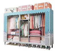 Armario portátil independiente con varillas y estantes colgantes, diseño de fácil montaje que ahorra espacio para almacenamiento en el hogar