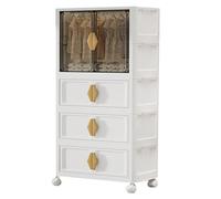 Armario portátil para niños, almacenamiento de plástico con barra para colgar y puertas, armario grande para dormitorio y habitación de bebé, 1 armario + 3 cajas