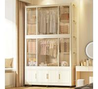 Armario portátil para niños con barra para colgar, puerta magnética y diseño plegable, armario de almacenamiento grande de plástico para dormitorio de niños, armario de bebé