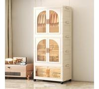 Armario portátil para niños con contenedores de almacenamiento plegables y puertas, armario de almacenamiento de bebé para sala de estar, dormitorio, armario de almacenamiento de plástico para