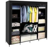 Armario Portátil Plegable De Tela 170x170 Perchero Estantes Guardarropa