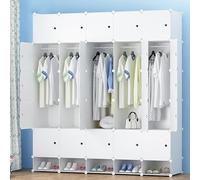 Armario portátil plegable y zapatero de plástico, versátil para ropa, zapatos, juguetes, solución de almacenamiento combinada gratuita para dormitorio, pasillo, sala de estar, color blanco