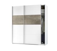 Habitdesign ARM182A - Armario 2 Puertas Correderas para Dormitorio o Habitación, Modelo Aikos, Acabado en Blanco Artik y Roble Alaska, Medidas: 180 cm (Largo) x 200 cm (Alto) x 60 cm (Fondo)