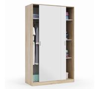 Armario puertas correderas blanco y roble 200x120 cm