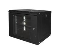 Armario Rack 19" 9U Link Serie Light Color Negro con Puerta de Cristal (AxPxL) 450 x 400 x 530 mm Estante Incluido