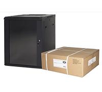 Armario rack de 19" 9 unidades de pared a 500 x 600 x 450 cm, color negro desensamblado puerta cristal